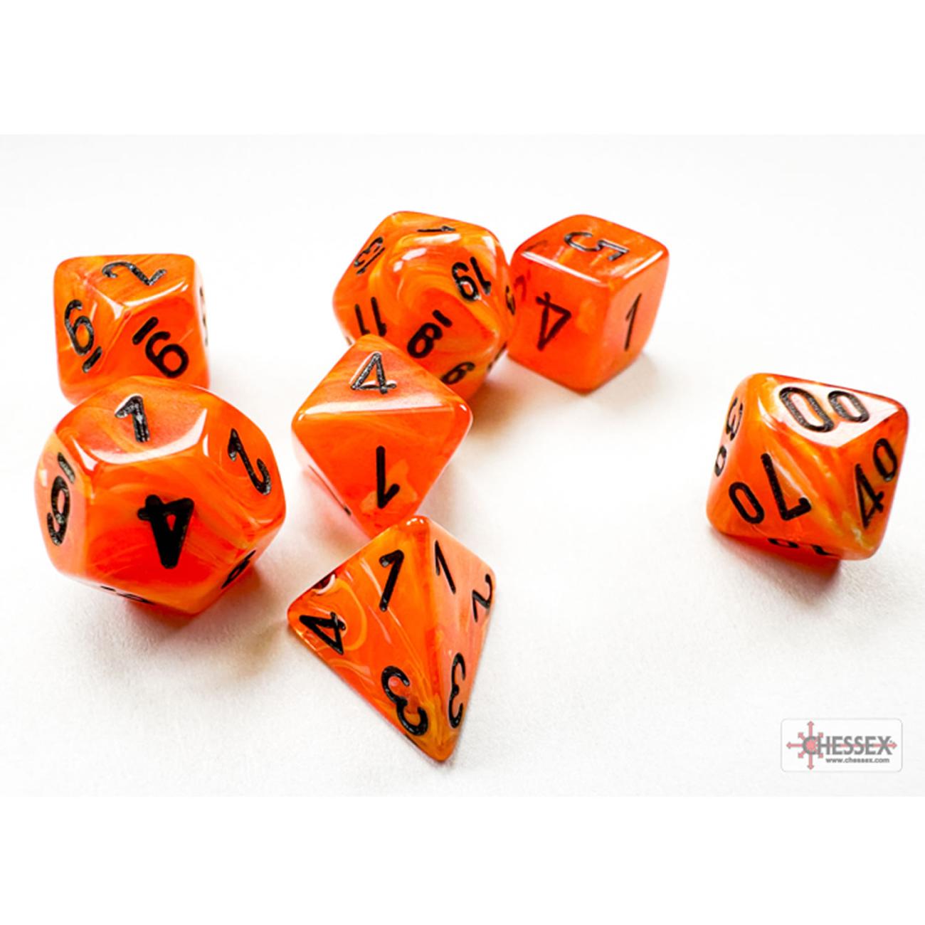Vortex Mini-Polyhedral Orange/black 7-Die Set