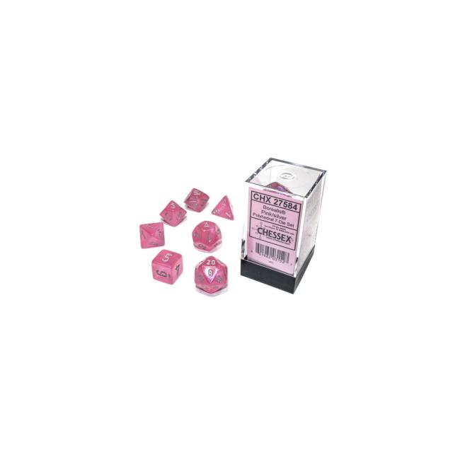 Luminary: Borealis: Pink w/ Silver: Polyhedral Set (7)