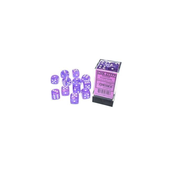 Luminary: Borealis: Purple w/ White: D6 16mm (12)