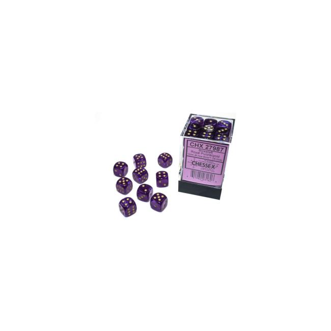 Luminary: Borealis: Royal Purple w/ Gold: D6 12mm (36)