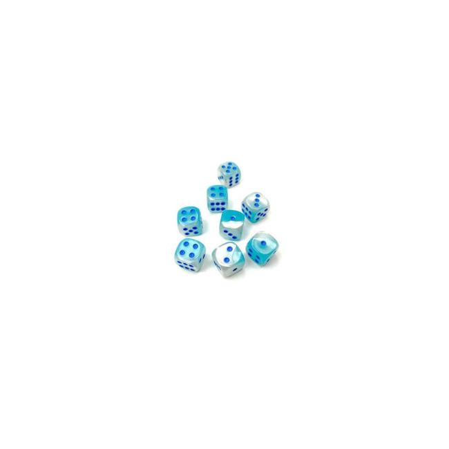 Gemini Pearl Turquoise-White/Blue: D6 12mm (36)