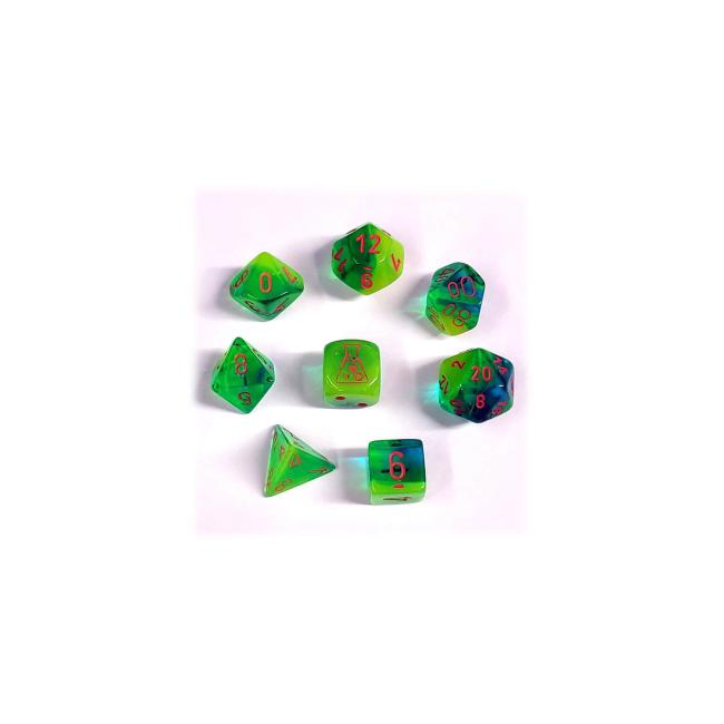 Luminary Gemini Plasma Green-Teal with Orange: Polyhedral Set (7)