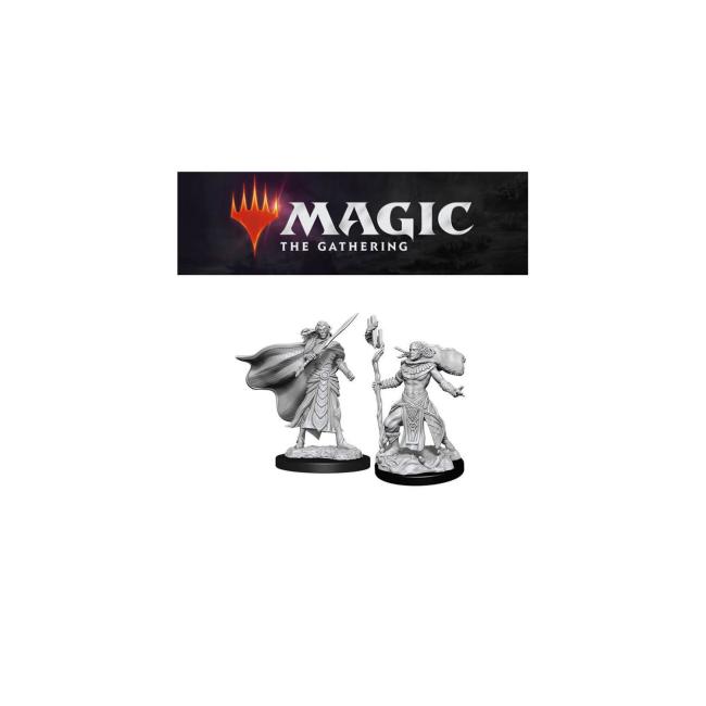 Magic the Gathering Unpainted Miniatures: Elf Fighter & Cleric