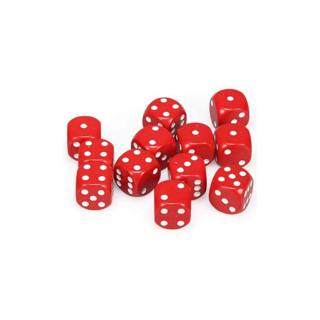 Opaque Red/White: D6 16mm (12)