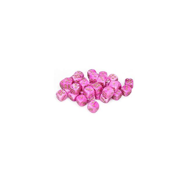 Vortex Pink w/Gold: D6 12mm (36)