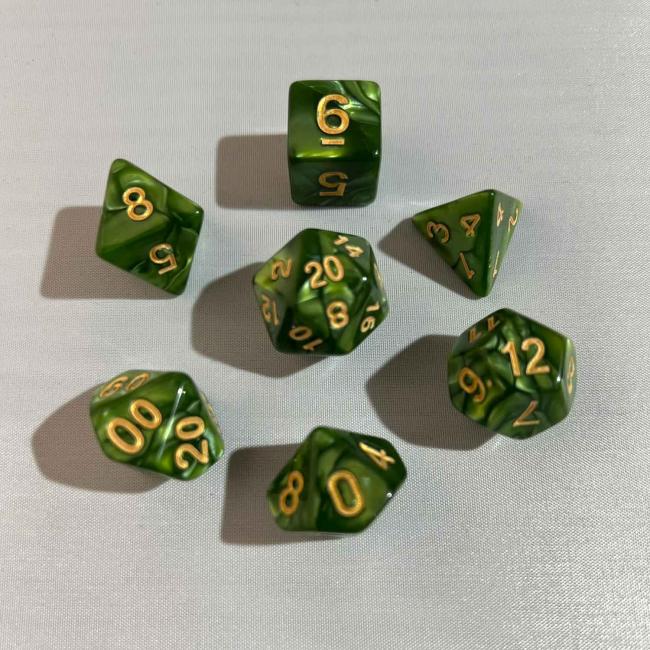 Grass Gold Pearl Poly Dice Set
