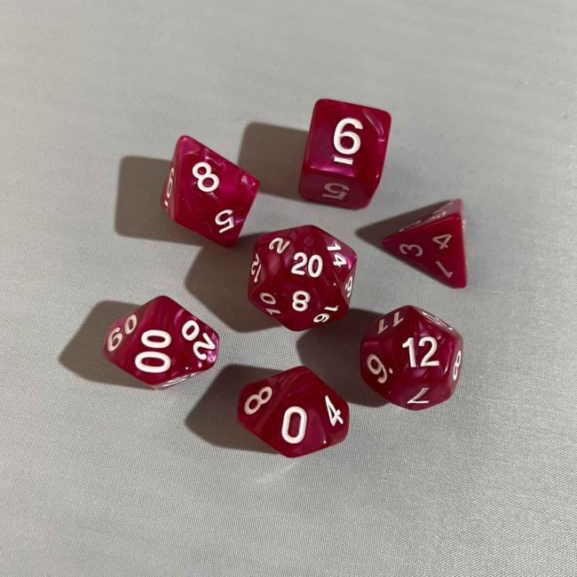 Rose White Pearl Poly Dice Set