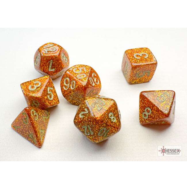 Glitter Mini-Polyhedral Gold/silver 7-Die Set
