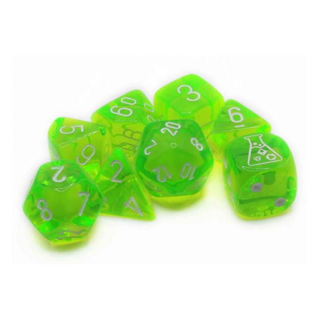 Translucent Rad Green/White Polyhedral Set (with bonus dice)