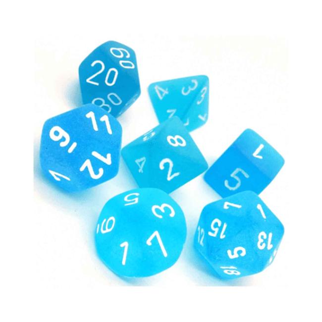 Frosted Caribbean Blue: Polyhedral Set (7)