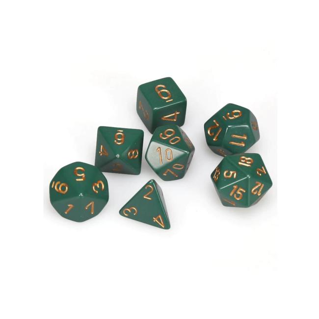 Opaque Dusty Green/Copper: Polyhedral Set (7)