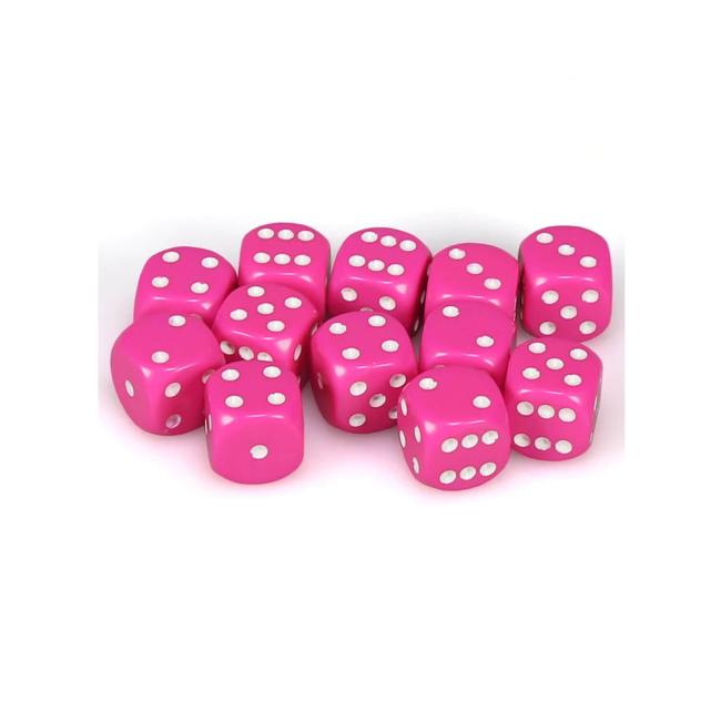 Opaque Pink/White: D6 16mm (12)