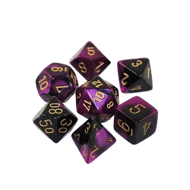 Gemini Black-Purple/gold Mini-Polyhedral 7-Dice Set (7)