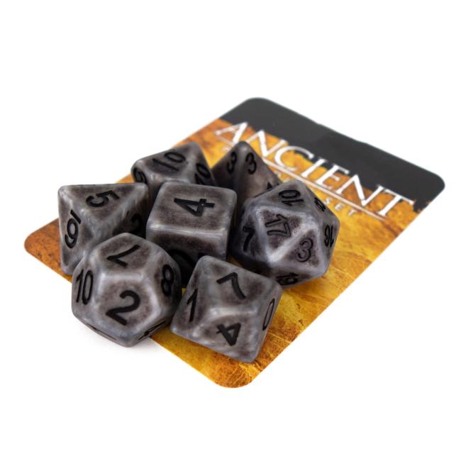 SILVER ANCIENT POLY DICE SET
