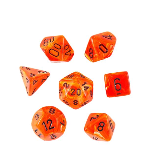 Vortex Mini-Polyhedral Orange/black 7-Die Set