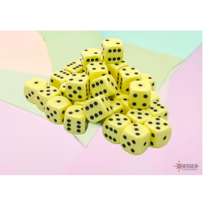 Opaque 12mm d6 Pastel Yellow/black Dice Block™ (36 dice)